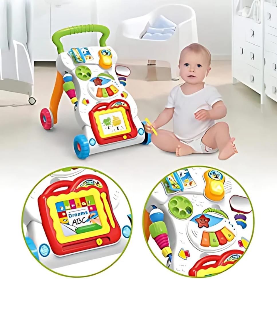 Musical My First Step Push and Pull Baby Activity Walker with Interactive Toys - Big Walker Trolley Multifunctional Push & Pull Toy for Toddlers & Kids, Baby Activity Walker- Sit and Play