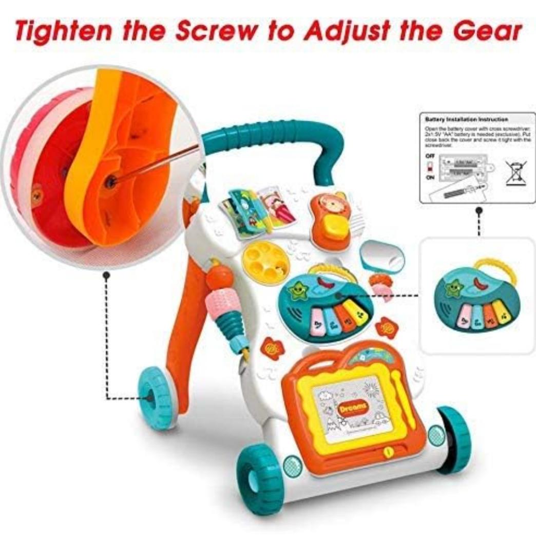 Musical My First Step Push and Pull Baby Activity Walker with Interactive Toys - Big Walker Trolley Multifunctional Push & Pull Toy for Toddlers & Kids, Baby Activity Walker- Sit and Play