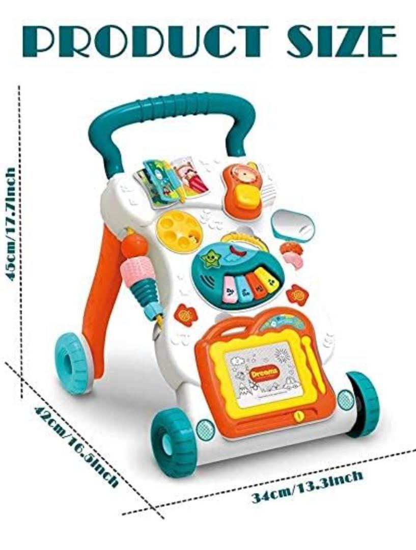 Musical My First Step Push and Pull Baby Activity Walker with Interactive Toys - Big Walker Trolley Multifunctional Push & Pull Toy for Toddlers & Kids, Baby Activity Walker- Sit and Play