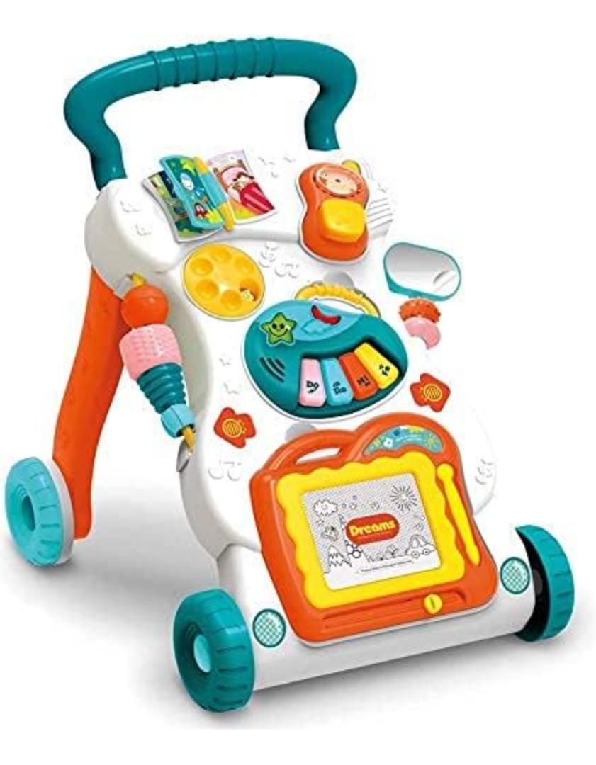 Musical My First Step Push and Pull Baby Activity Walker with Interactive Toys - Big Walker Trolley Multifunctional Push & Pull Toy for Toddlers & Kids, Baby Activity Walker- Sit and Play