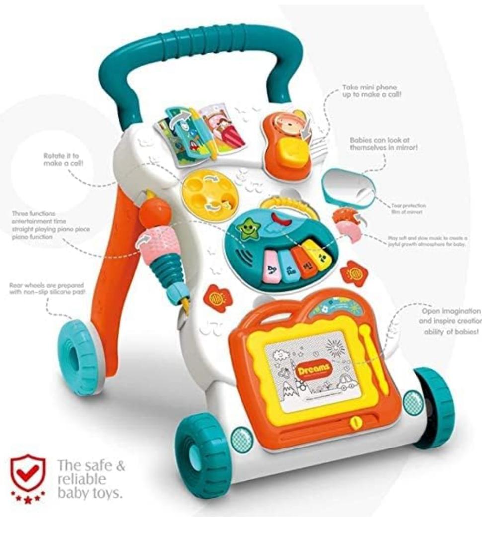 Musical My First Step Push and Pull Baby Activity Walker with Interactive Toys - Big Walker Trolley Multifunctional Push & Pull Toy for Toddlers & Kids, Baby Activity Walker- Sit and Play