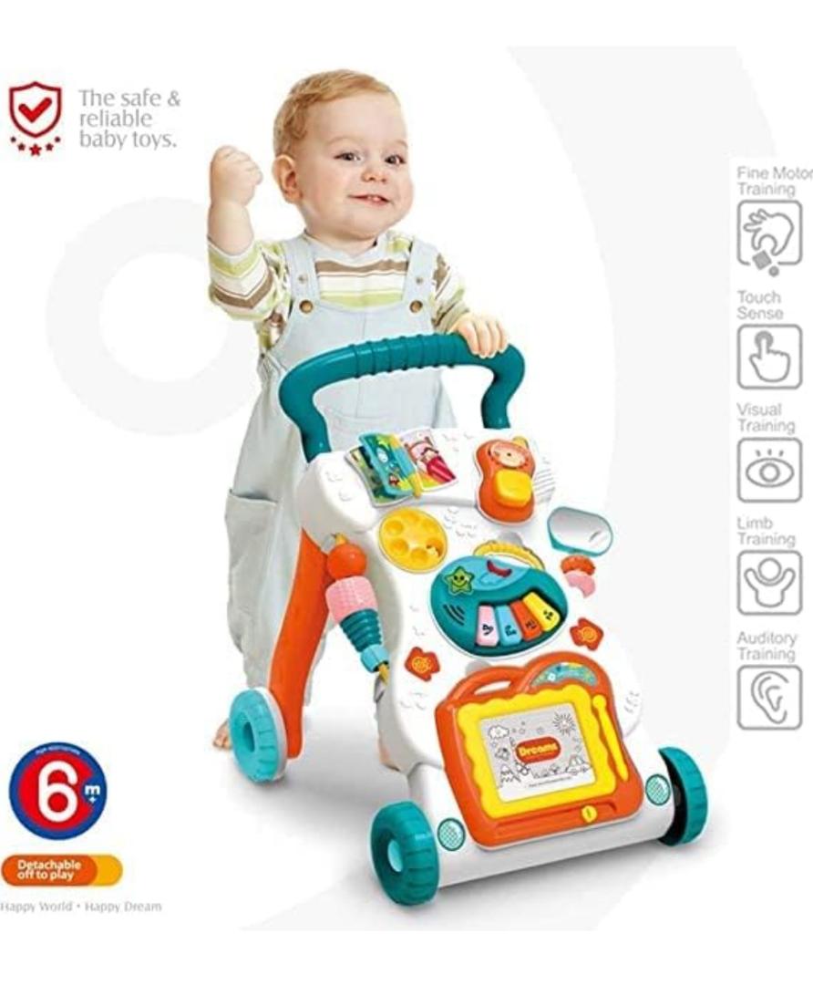 Musical My First Step Push and Pull Baby Activity Walker with Interactive Toys - Big Walker Trolley Multifunctional Push & Pull Toy for Toddlers & Kids, Baby Activity Walker- Sit and Play