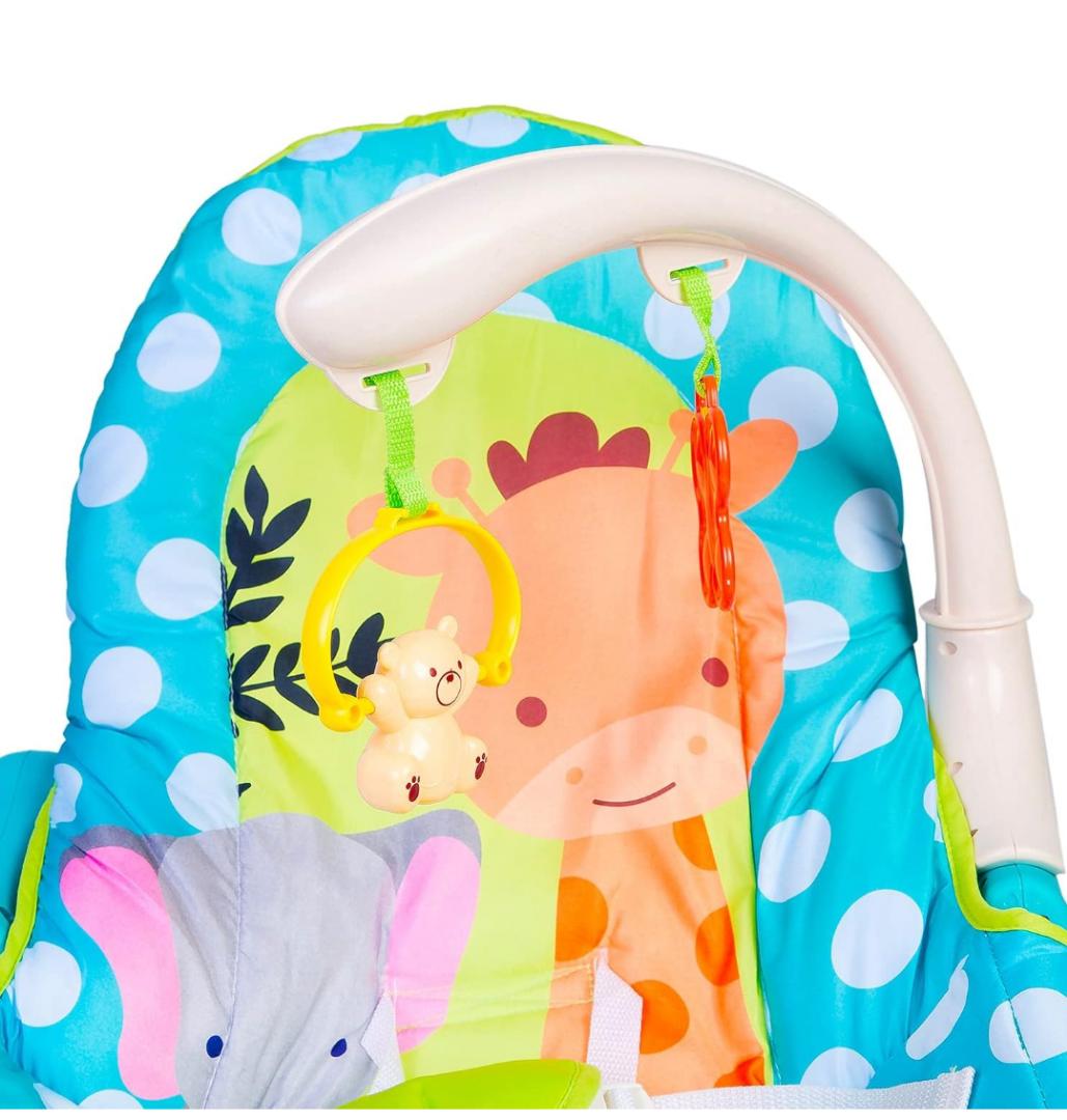 3 Adjustable Level Backrest Musical Baby Rocking Chair With Feeding Area Vibrations