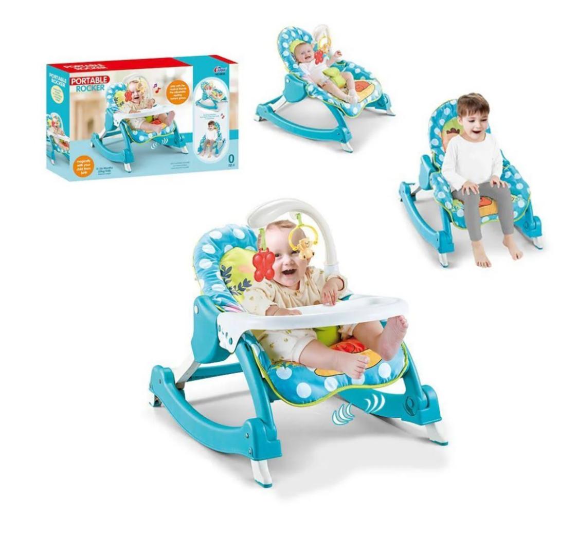 3 Adjustable Level Backrest Musical Baby Rocking Chair With Feeding Area Vibrations