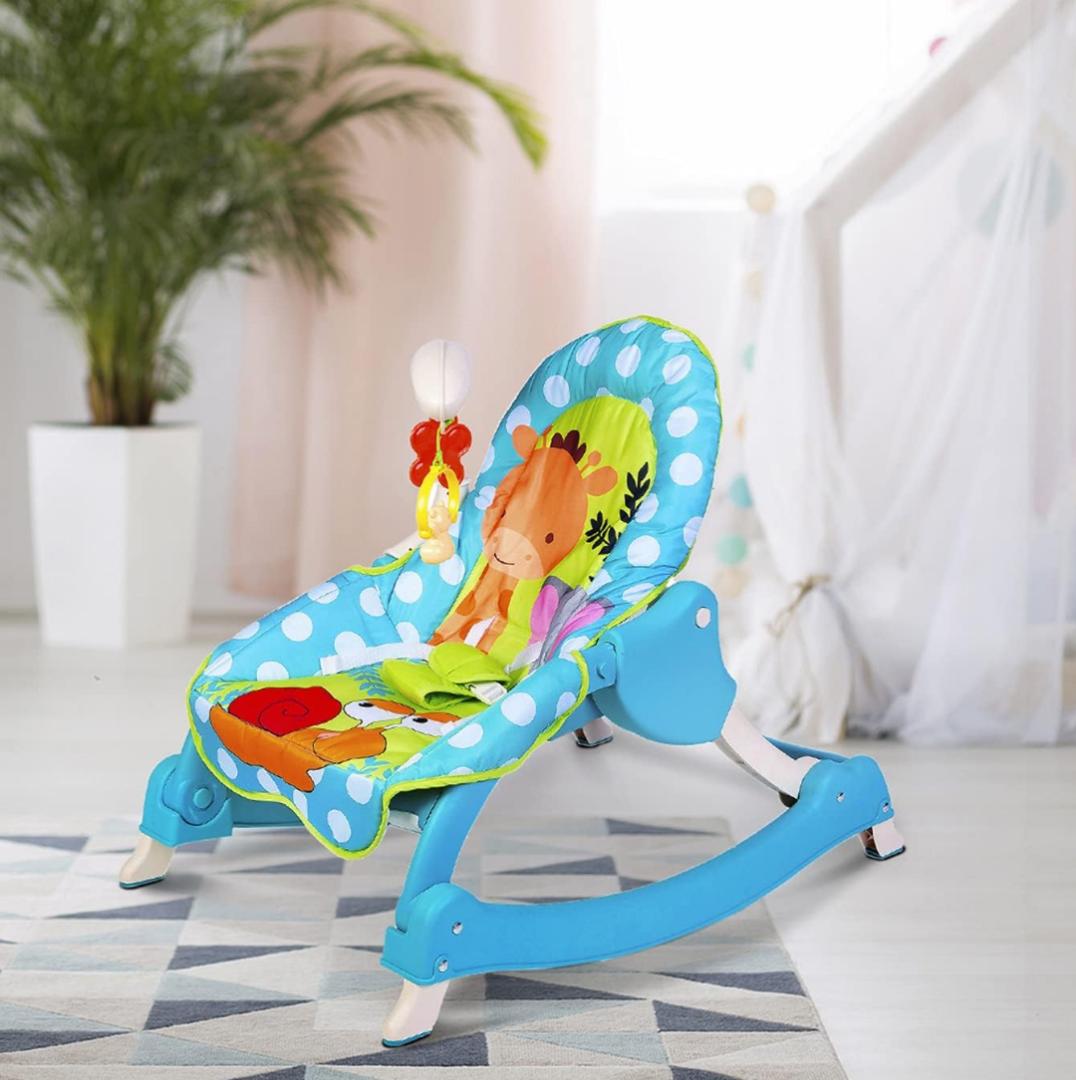 3 Adjustable Level Backrest Musical Baby Rocking Chair With Feeding Area Vibrations