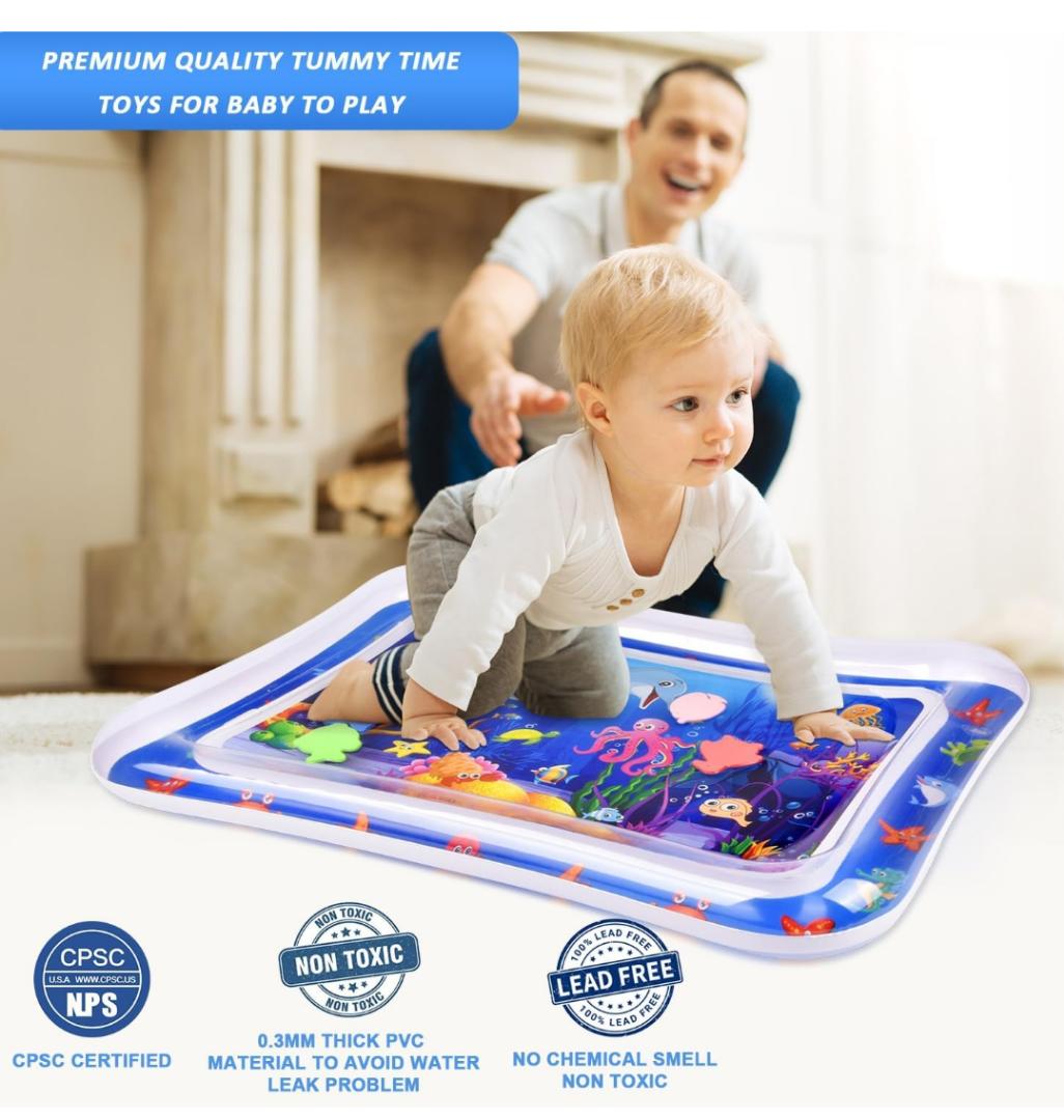 Baby Tummy Time Water Mat for Babies, Baby Toys Gifts for Newborn Infant 3 6 9 12 Month Baby Boy Girl  Inflatable Activity Play Sensory Mat Toddler