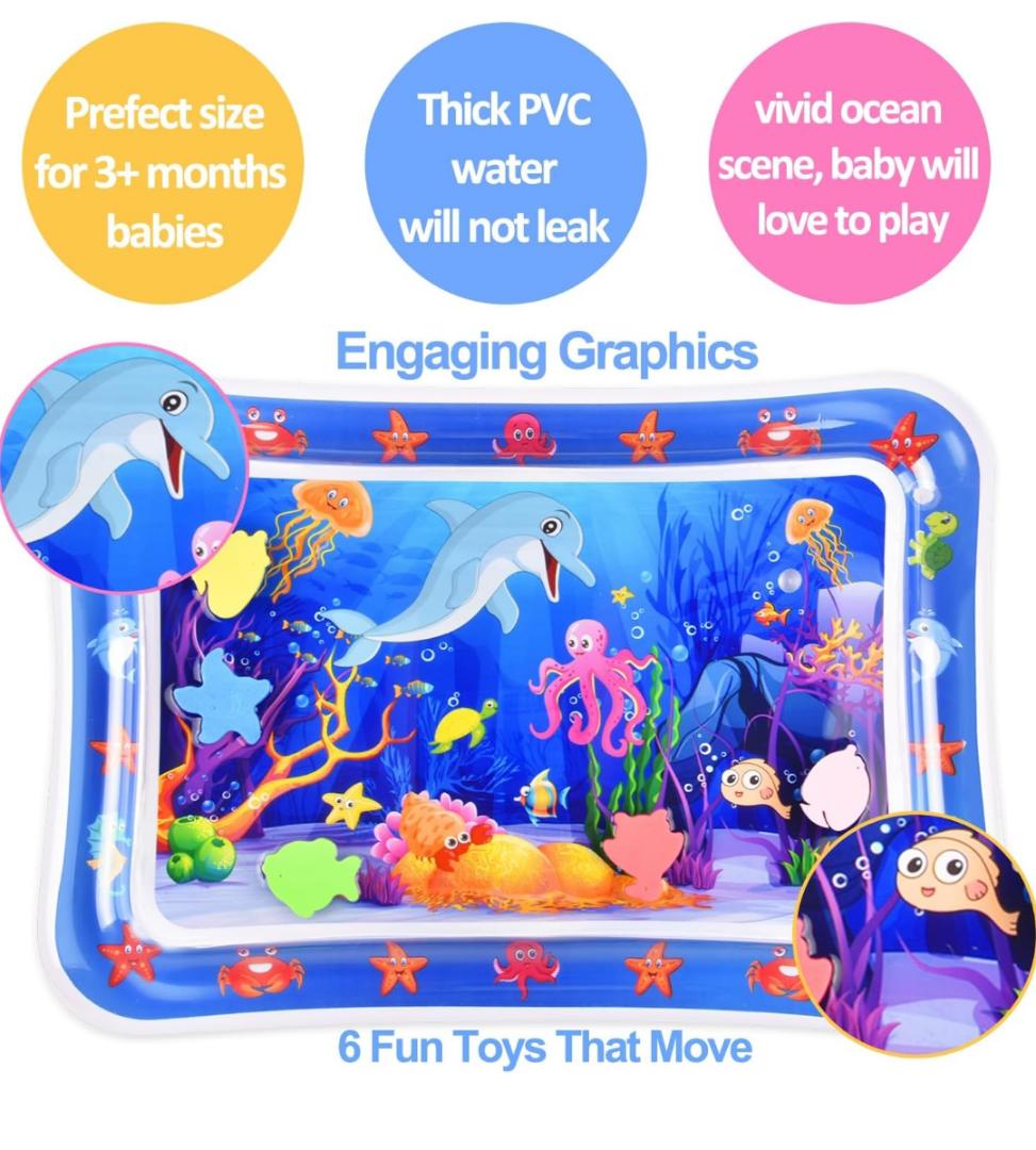 Baby Tummy Time Water Mat for Babies, Baby Toys Gifts for Newborn Infant 3 6 9 12 Month Baby Boy Girl  Inflatable Activity Play Sensory Mat Toddler