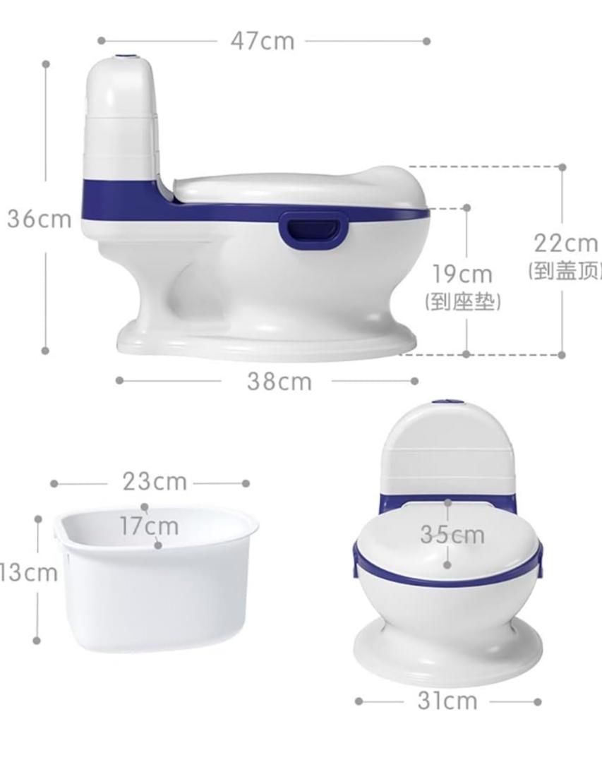Potty Training Toilet, Realistic Potty Training Seat, Toddler Potty Chair with Soft Seat, Removable Potty Pot, Toilet Tissue Dispenser and Splash Guard, Non-Slip for Toddler& Baby& Kids (Blue)
