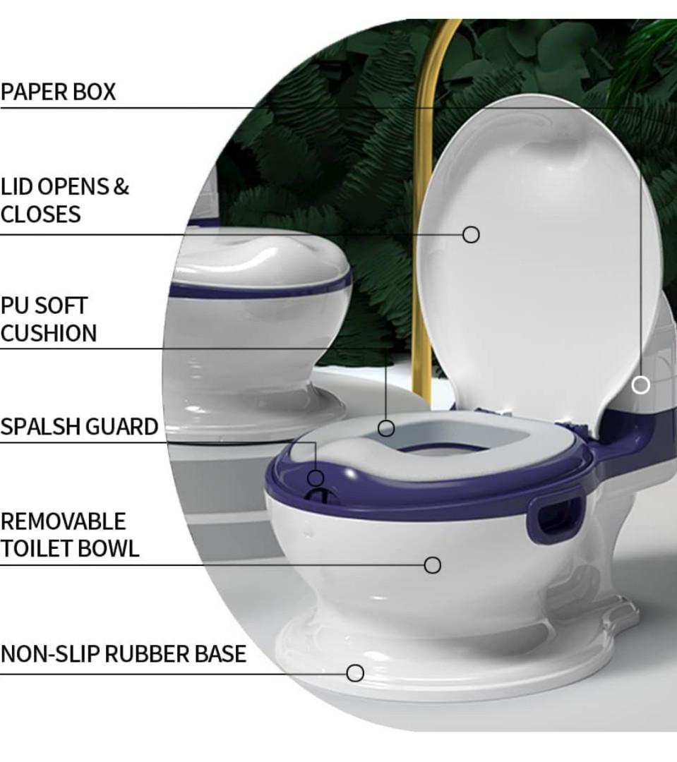 Potty Training Toilet, Realistic Potty Training Seat, Toddler Potty Chair with Soft Seat, Removable Potty Pot, Toilet Tissue Dispenser and Splash Guard, Non-Slip for Toddler& Baby& Kids