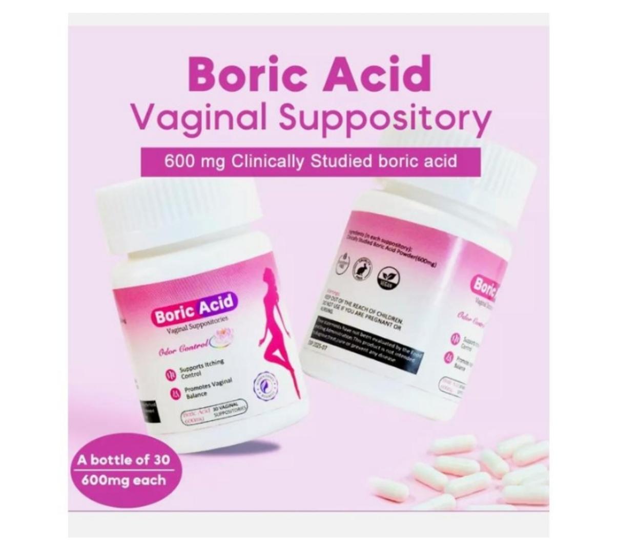Boric Acid VAGINAL SUPPOSITORIES 30 Tablets Vaginal Suppositories Supports Itching Control Promotes Vaginal Balance