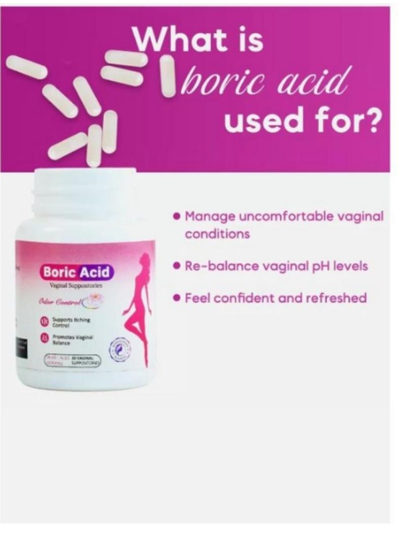 Boric Acid VAGINAL SUPPOSITORIES 30 Tablets Vaginal Suppositories Supports Itching Control Promotes Vaginal Balance