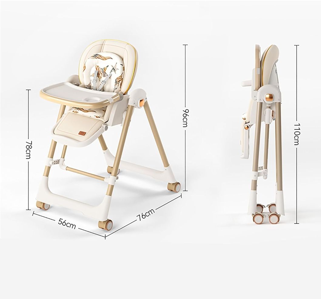 Kids High Chair, Foldable Swing Chair with Cushion Seat and Detachable Tray, Adjustable Chair with Wheels and Reclining Seat, Durable Materials (11-3) by Fantastic-Kids-Toys