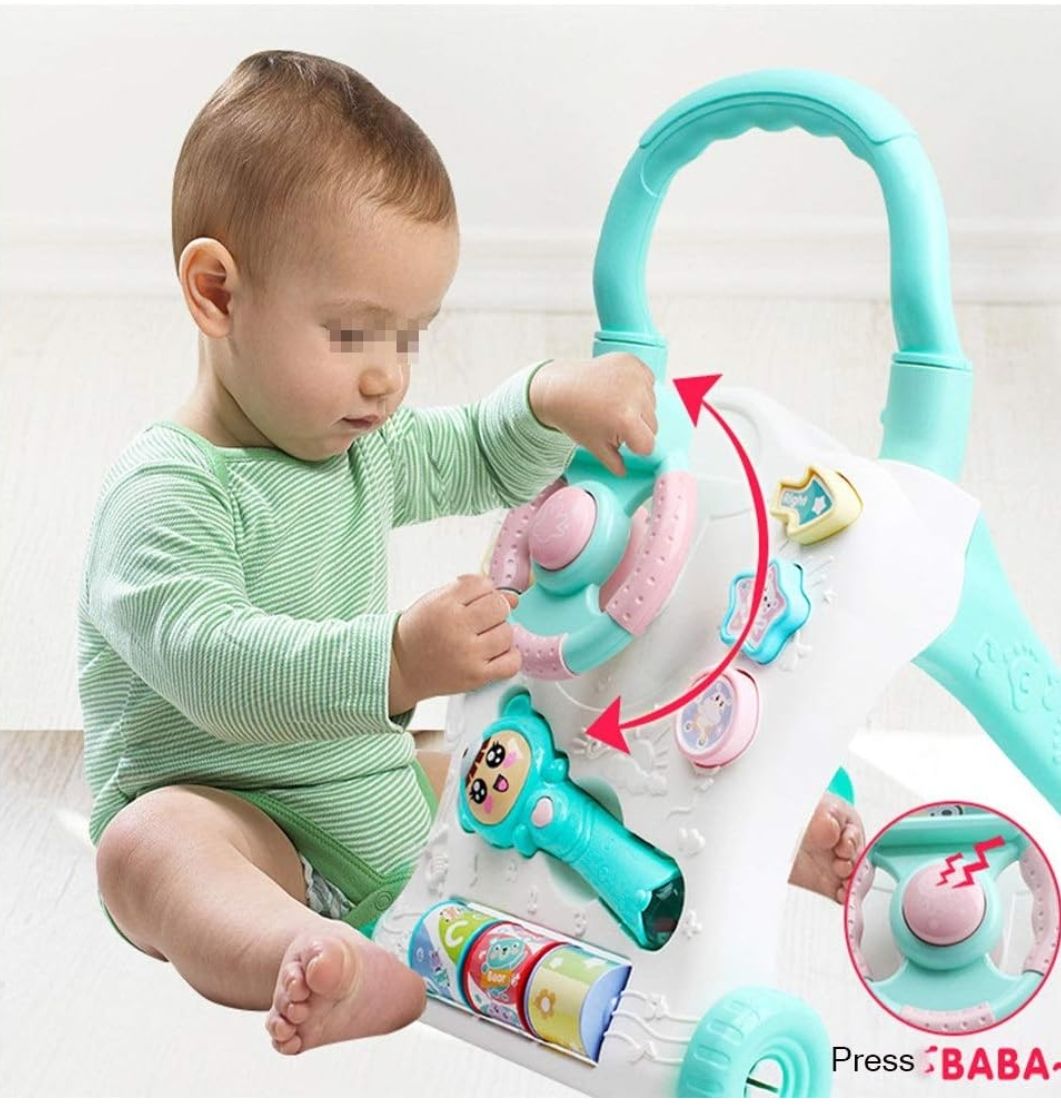 Baby Simple Walker 2 in 1 Walker Slider Designed for Babies Interactive Baby Walker Two Color Improved Folding Walker (Color: Blue, Size: 19.1 x 16.5 x 13.8 inches (48.5 x 42 x 35 cm)