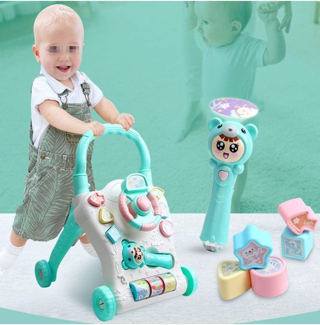Baby Simple Walker 2 in 1 Walker Slider Designed for Babies Interactive Baby Walker Two Color Improved Folding Walker (Color: Blue, Size: 19.1 x 16.5 x 13.8 inches (48.5 x 42 x 35 cm)