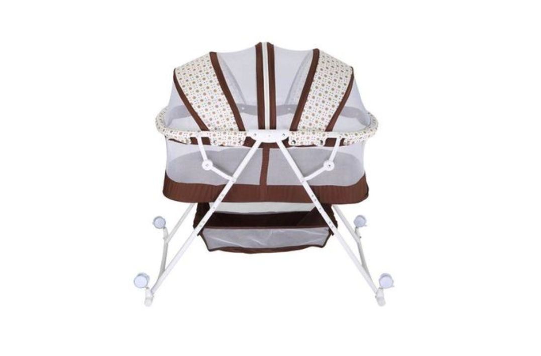 Foldable Baby Bassinet with Net and Wheels Can Rock Portable 0-18MONTHS Baby Bassinet