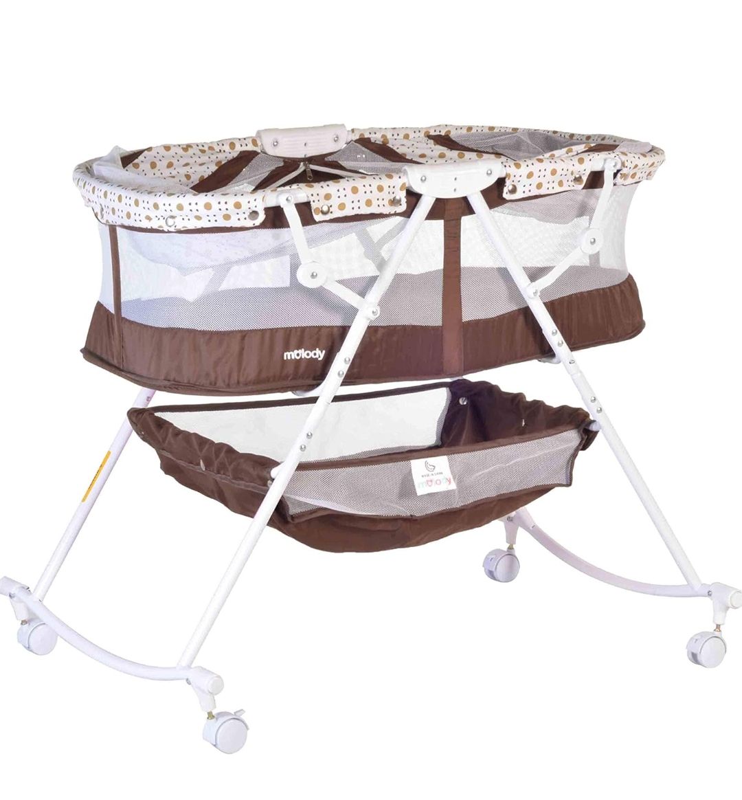 Foldable Baby Bassinet with Net and Wheels Can Rock Portable 0-18MONTHS Baby Bassinet