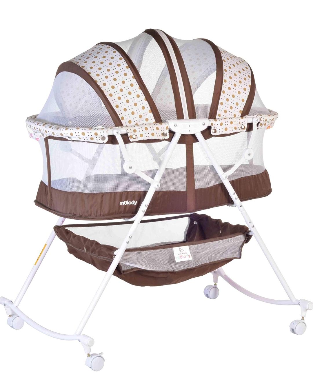 Foldable Baby Bassinet with Net and Wheels Can Rock Portable 0-18MONTHS Baby Bassinet