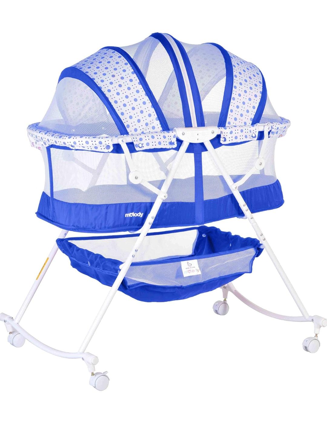 Foldable Baby Bassinet with Net and Wheels Can Rock Portable 0-18MONTHS Baby Bassinet