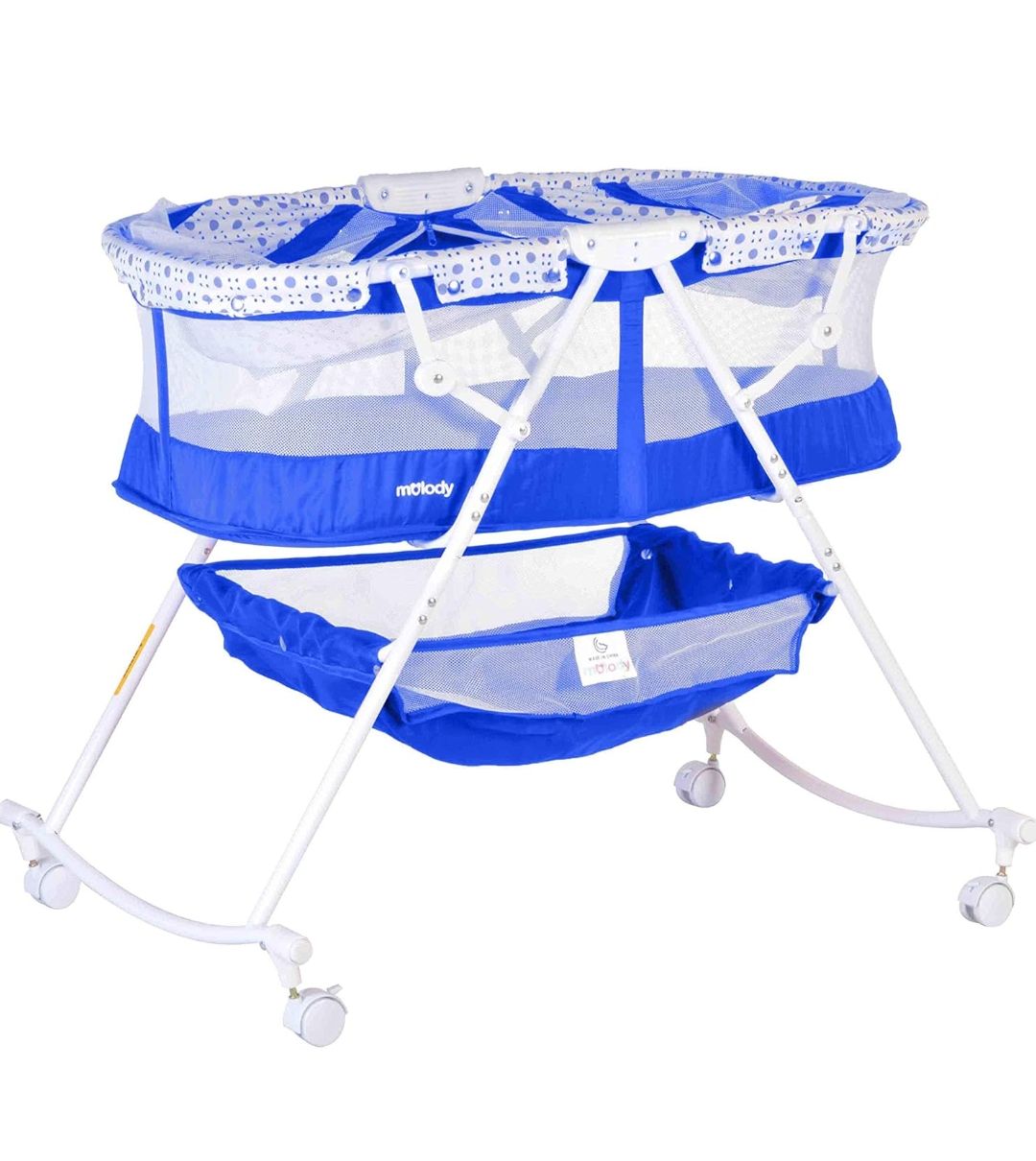 Foldable Baby Bassinet with Net and Wheels Can Rock Portable 0-18MONTHS Baby Bassinet