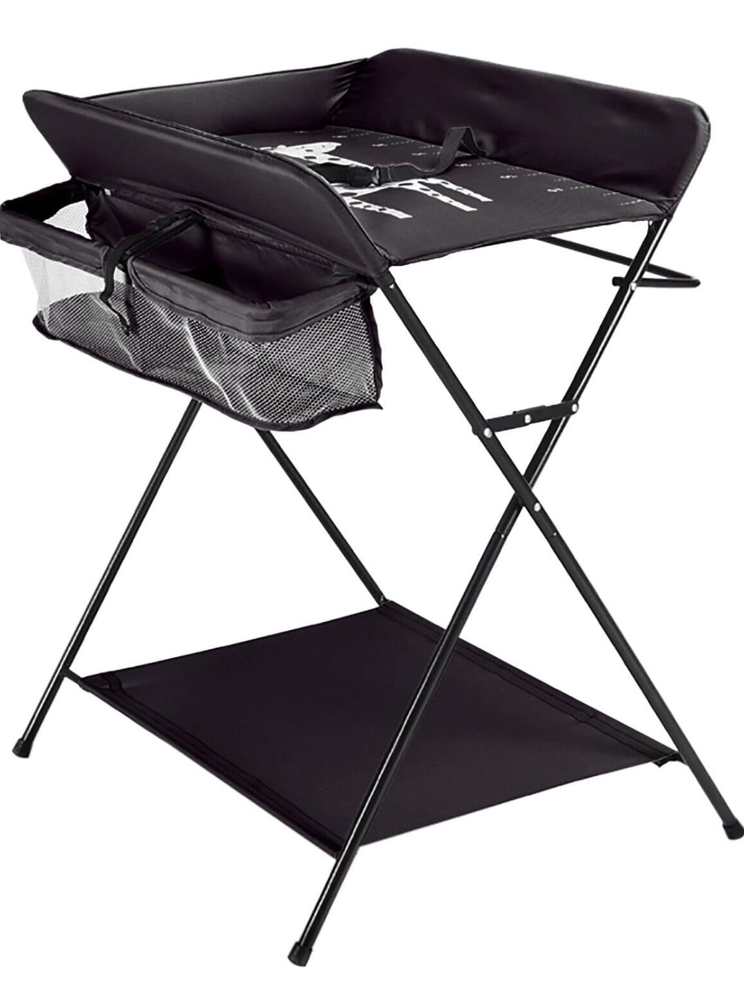 Baby Massage Table With Wheels, Adjustable Height Folding Portable Baby Shower Table Dressing Table, With Clothes Drying Rack & Storage Rack For Infant,black flagship models