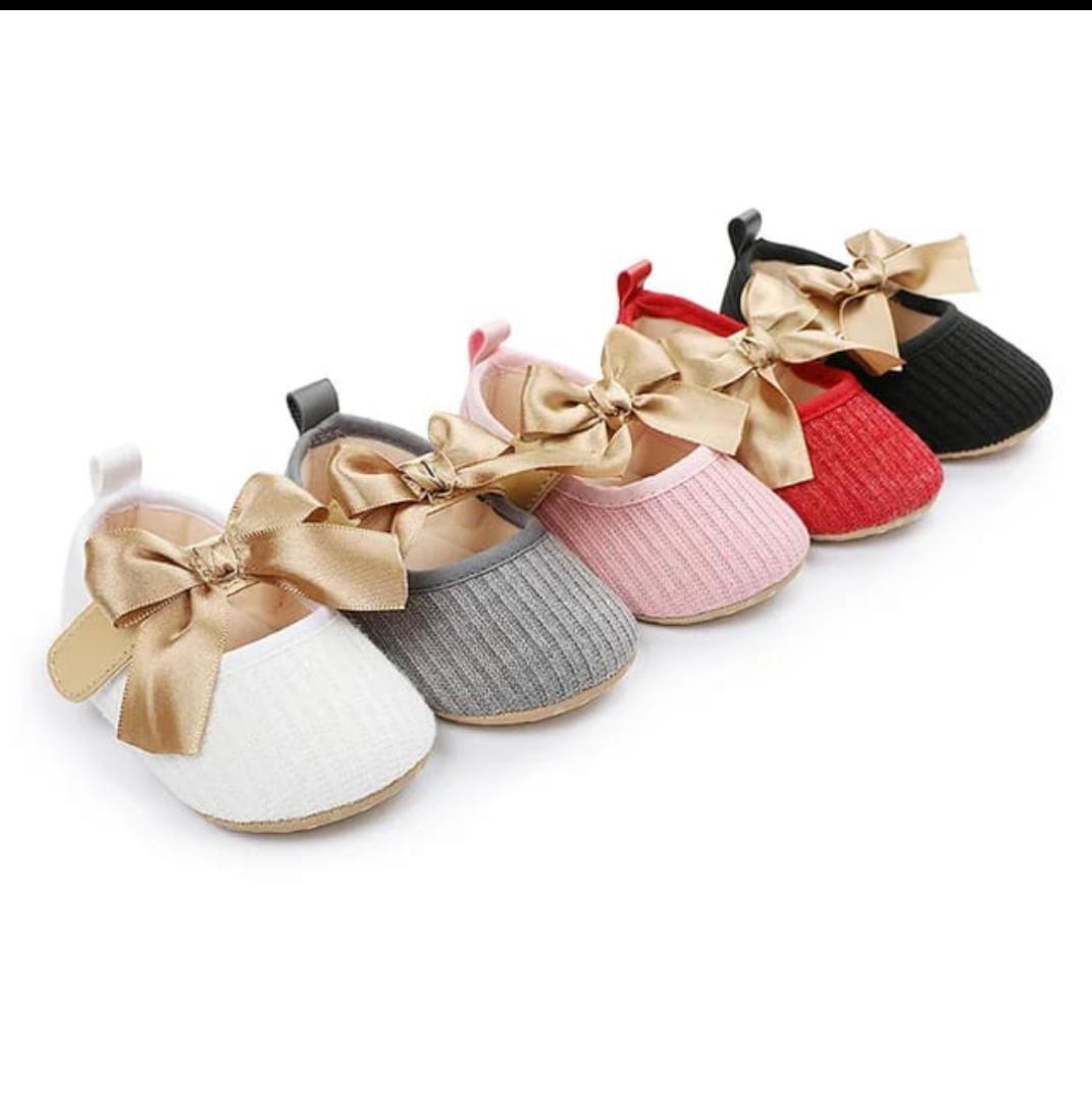 Baby Girls Shoes ​Flats Newborn Infant Girls Prewalker Bowknot ​Toddler Princess Party Dress Crib Shoes Soft Sole Baby Girls First Walking Shoes with Hook Loop