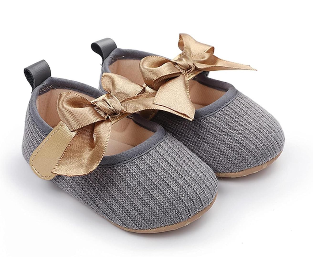 Baby Girls Shoes ​Flats Newborn Infant Girls Prewalker Bowknot ​Toddler Princess Party Dress Crib Shoes Soft Sole Baby Girls First Walking Shoes with Hook Loop