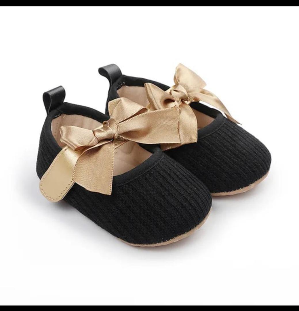 Baby Girls Shoes ​Flats Newborn Infant Girls Prewalker Bowknot ​Toddler Princess Party Dress Crib Shoes Soft Sole Baby Girls First Walking Shoes with Hook Loop
