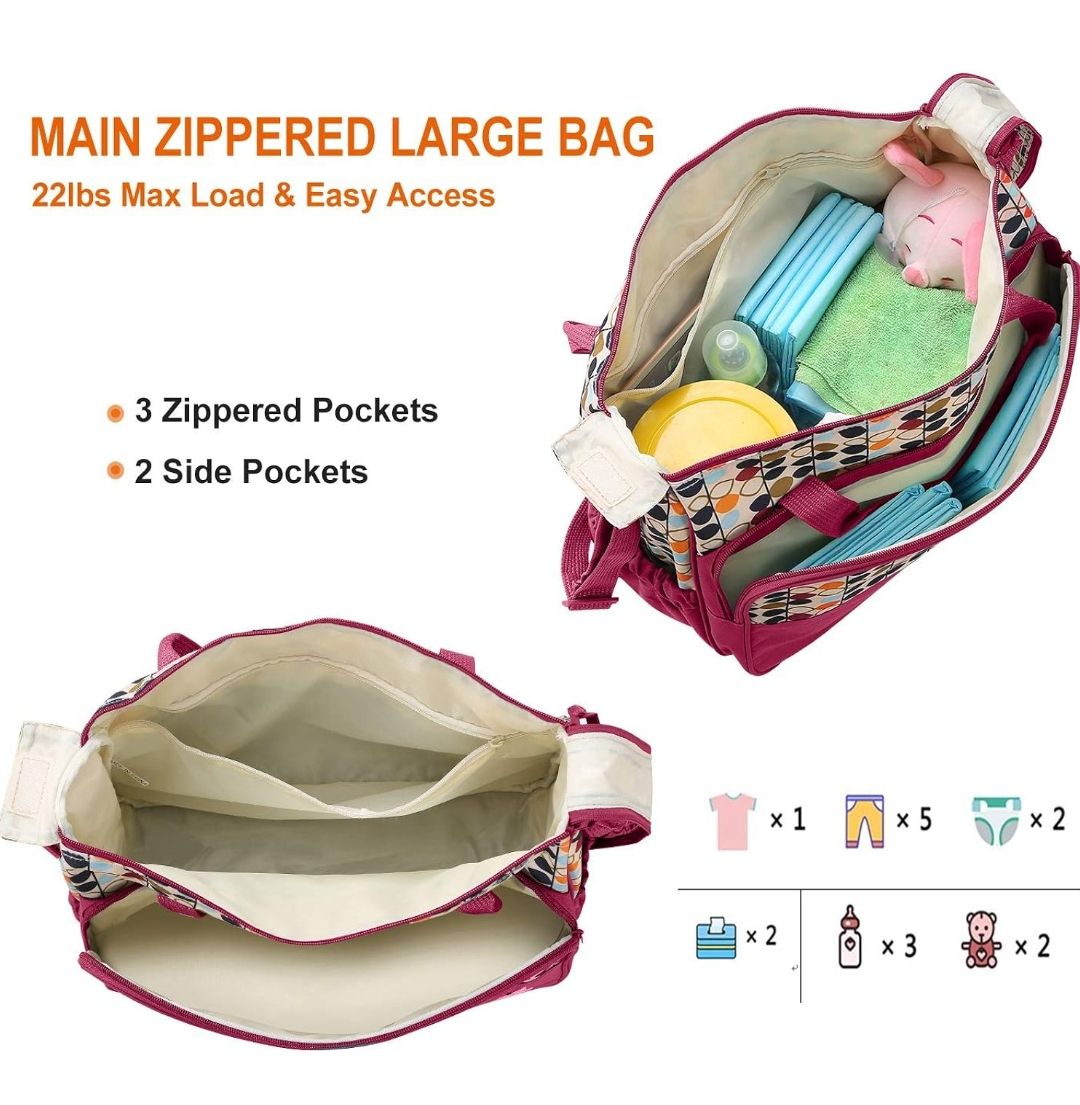 5 Pcs Multifunctional Set Baby Changing Diaper Nappy Bag, Maternity Mummy Handbag, Portable Nappy Basket Storage Organiser, Maternity Baby Bag for Boys and girls