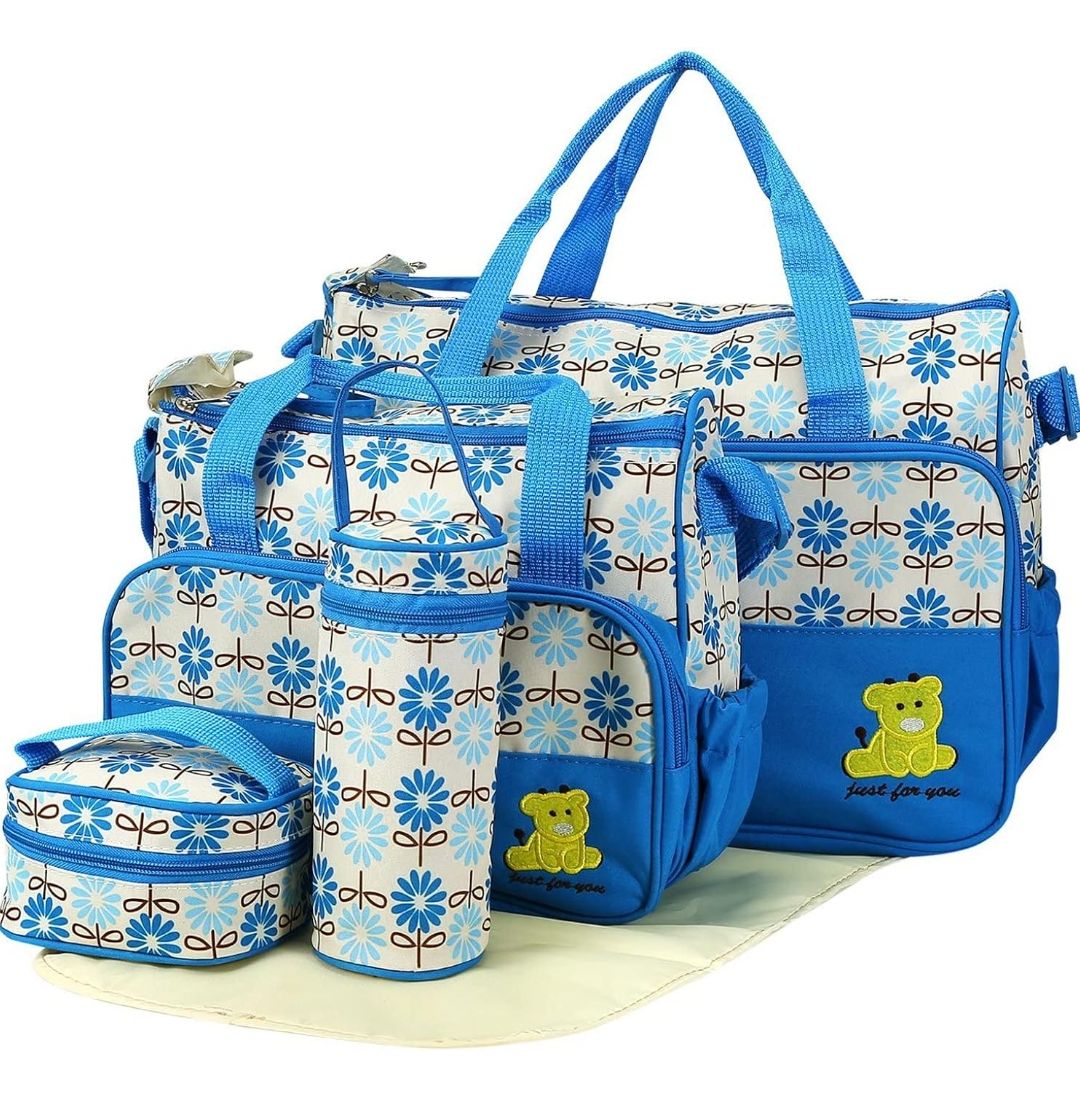 5 Pcs Multifunctional Set Baby Changing Diaper Nappy Bag, Maternity Mummy Handbag, Portable Nappy Basket Storage Organiser, Maternity Baby Bag for Boys and girls