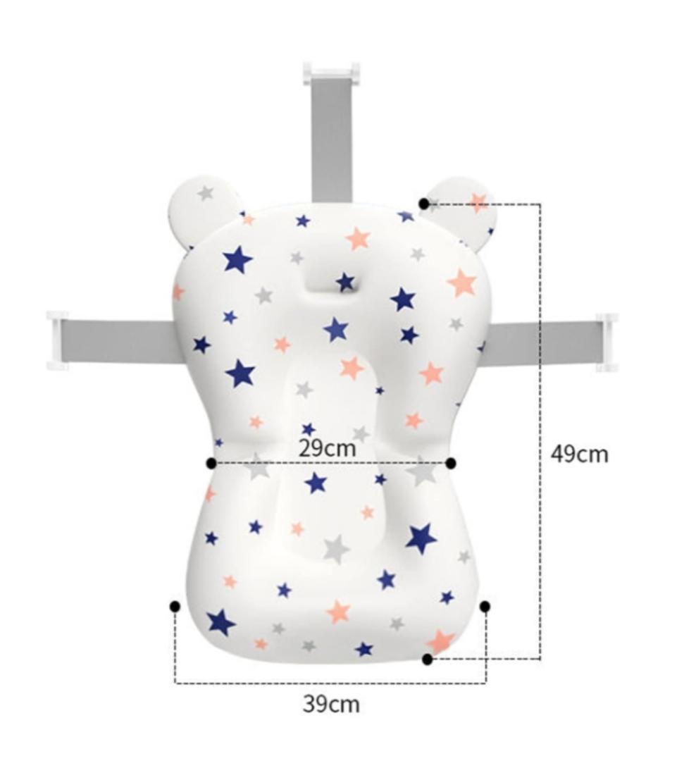 Baby Bath Cushion Cartoon Newborn Bathtub Mat Non-Slip Baby Bath Pad Quick Dry Baby Bathtub Pillow Seat Mat Floating Baby Bath Seat Cushion Adjustable Baby Bath Support Cushion for Baby 0-12 Months