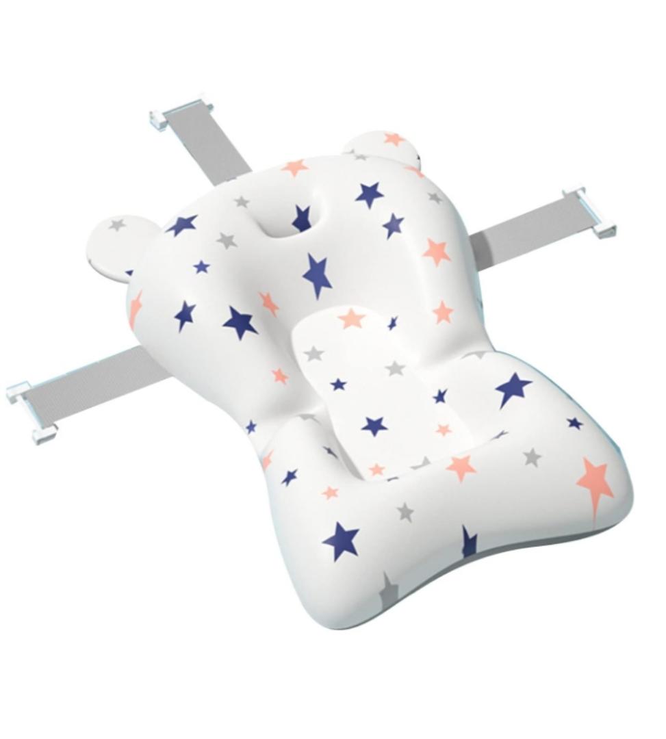 Baby Bath Cushion Cartoon Newborn Bathtub Mat Non-Slip Baby Bath Pad Quick Dry Baby Bathtub Pillow Seat Mat Floating Baby Bath Seat Cushion Adjustable Baby Bath Support Cushion for Baby 0-12 Months