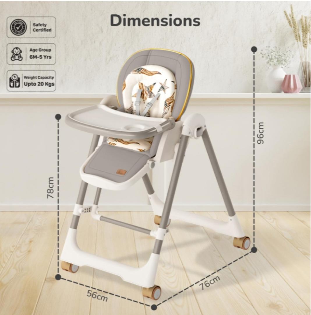 3-in-1 High Chair with Swing for Baby, Adjustable Height, Dual Tray, Reclinable Backrest & Footrest Feeding Chair for 6 Months to 5 Years Kids |(Abstract Grey)