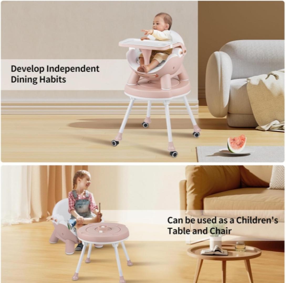 High Chair, Convertible High Chair with Removable Tray, High Chairs for Babies and Toddlers, Modern Design, Grows with Your Baby 0-24m