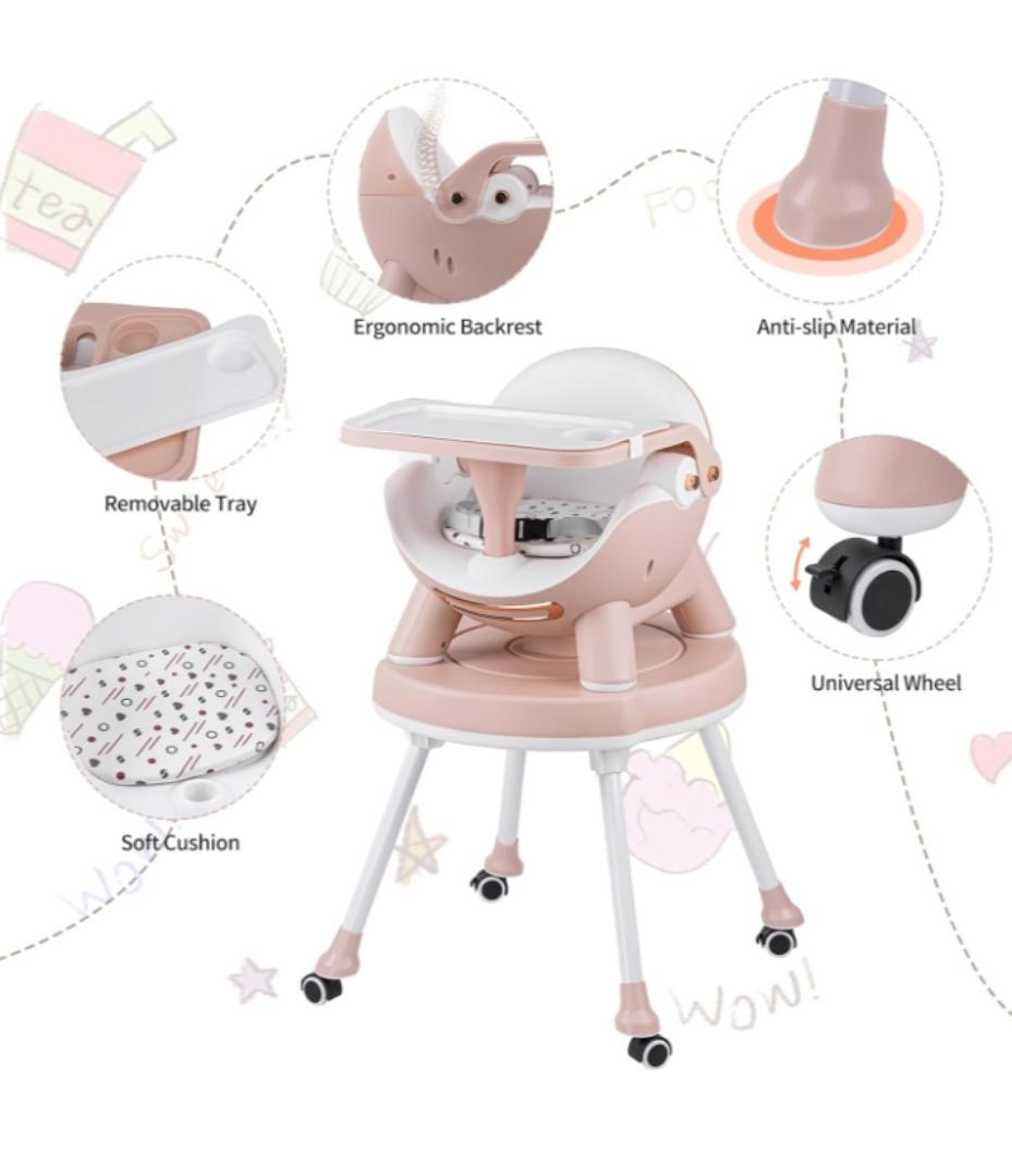 High Chair, Convertible High Chair with Removable Tray, High Chairs for Babies and Toddlers, Modern Design, Grows with Your Baby 0-24m