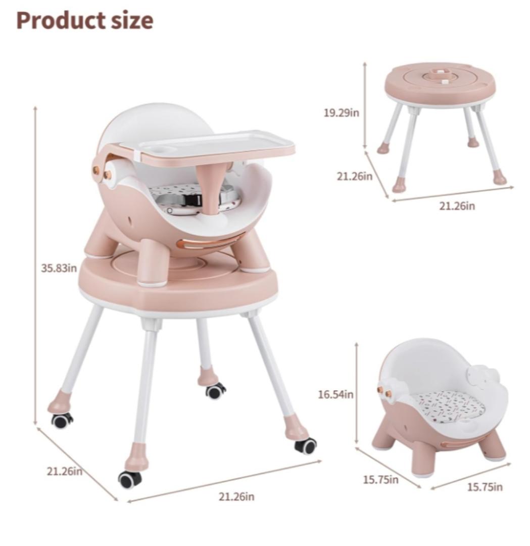 High Chair, Convertible High Chair with Removable Tray, High Chairs for Babies and Toddlers, Modern Design, Grows with Your Baby 0-24m