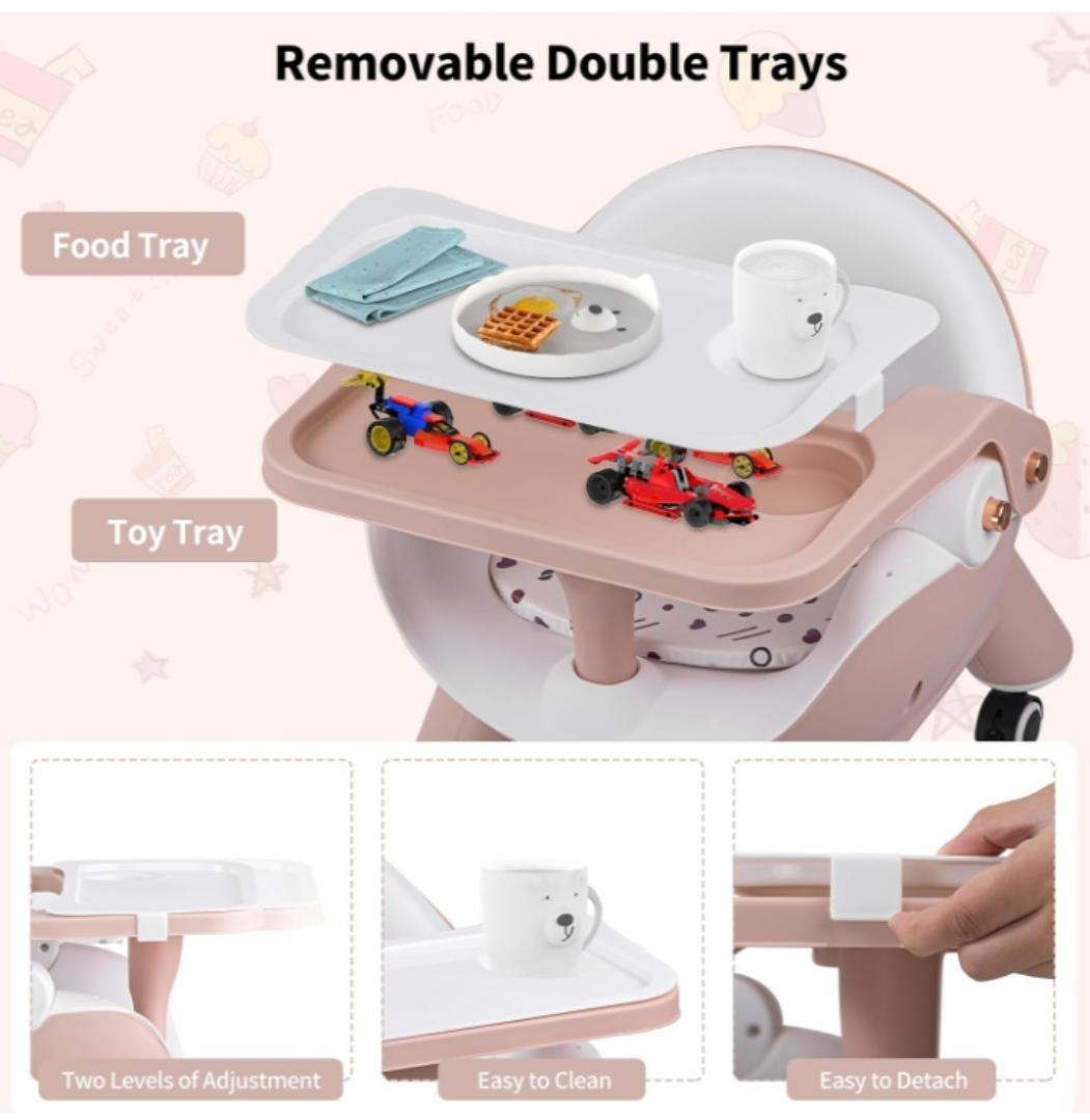 High Chair, Convertible High Chair with Removable Tray, High Chairs for Babies and Toddlers, Modern Design, Grows with Your Baby 0-24m