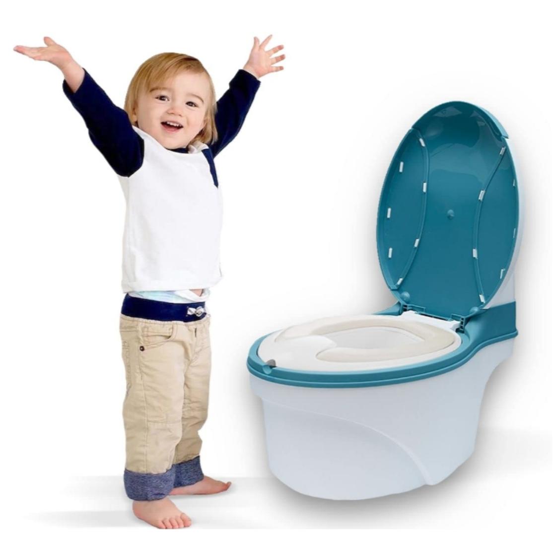 Potty Training Toilet Seat with Soft Cushion Pad and Toilet Paper Storage, Removable Urinal Pot, Portable and Comfortable for Boys and Girls