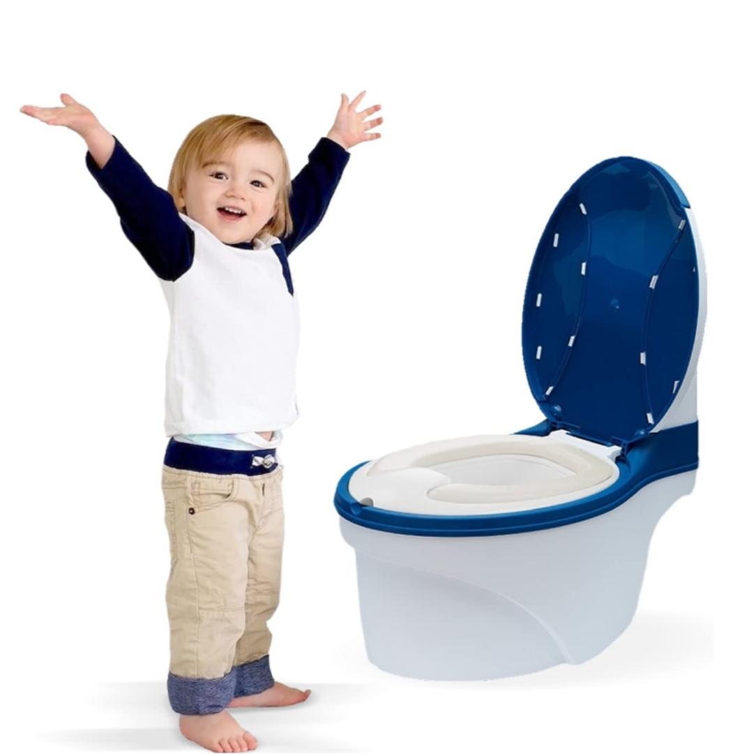 Potty Training Toilet Seat with Soft Cushion Pad and Toilet Paper Storage, Removable Urinal Pot, Portable and Comfortable for Boys and Girls