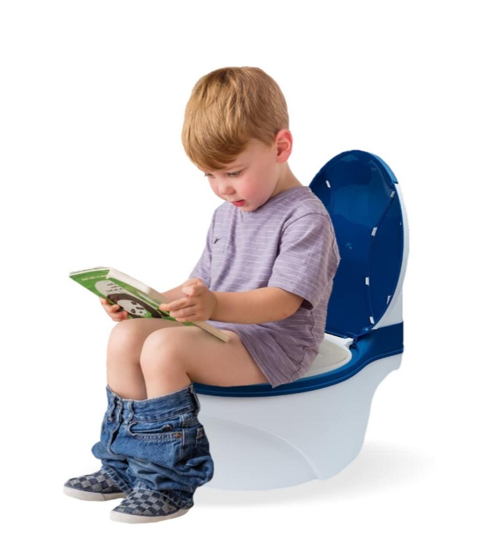 Potty Training Toilet Seat with Soft Cushion Pad and Toilet Paper Storage, Removable Urinal Pot, Portable and Comfortable for Boys and Girls