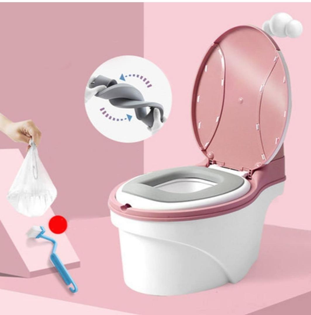 Potty Training Toilet Seat with Soft Cushion Pad and Toilet Paper Storage, Removable Urinal Pot, Portable and Comfortable for Boys and Girls