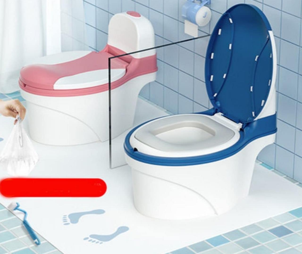 Potty Training Toilet Seat with Soft Cushion Pad and Toilet Paper Storage, Removable Urinal Pot, Portable and Comfortable for Boys and Girls