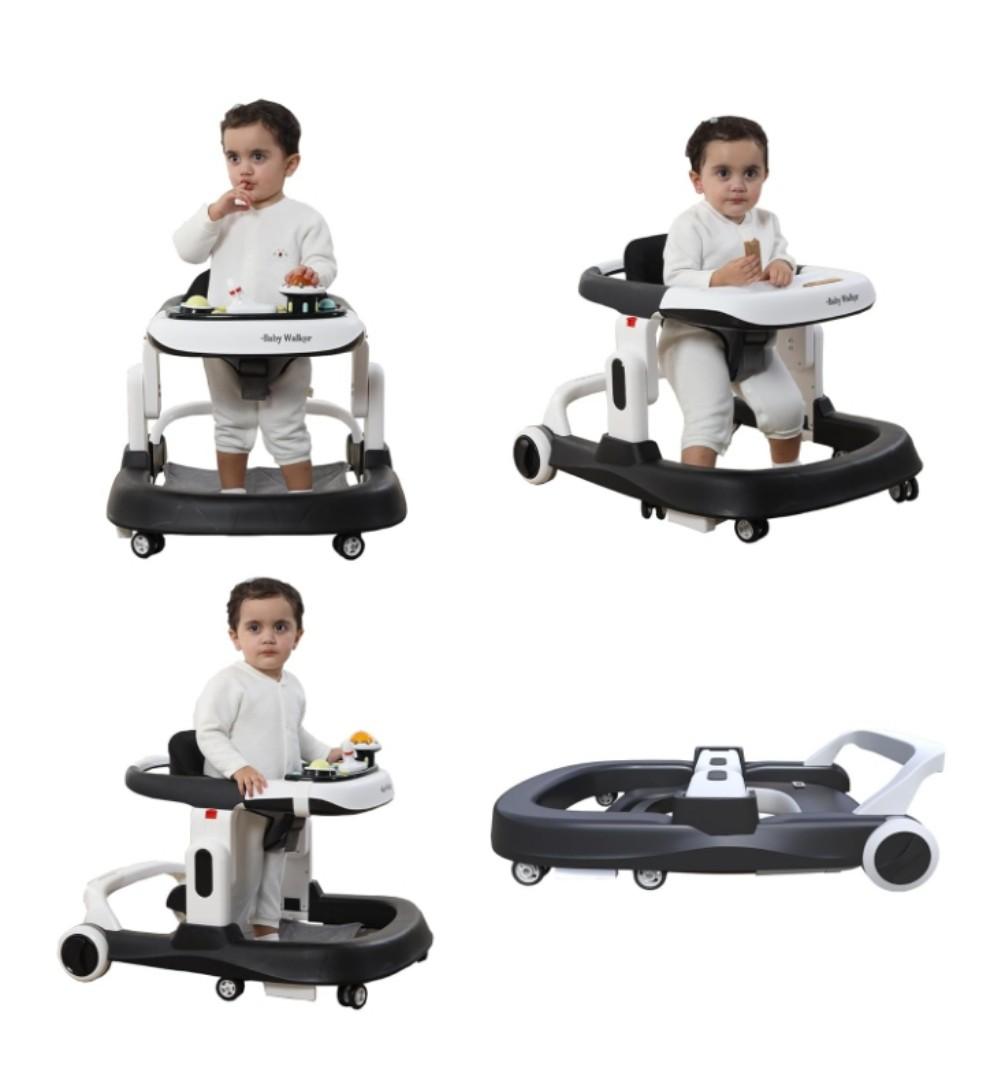 Premium 4-in-1 Baby Activity Walker with Wheels, Foldable Baby Push Walkers with Adjustable Height & Speed
