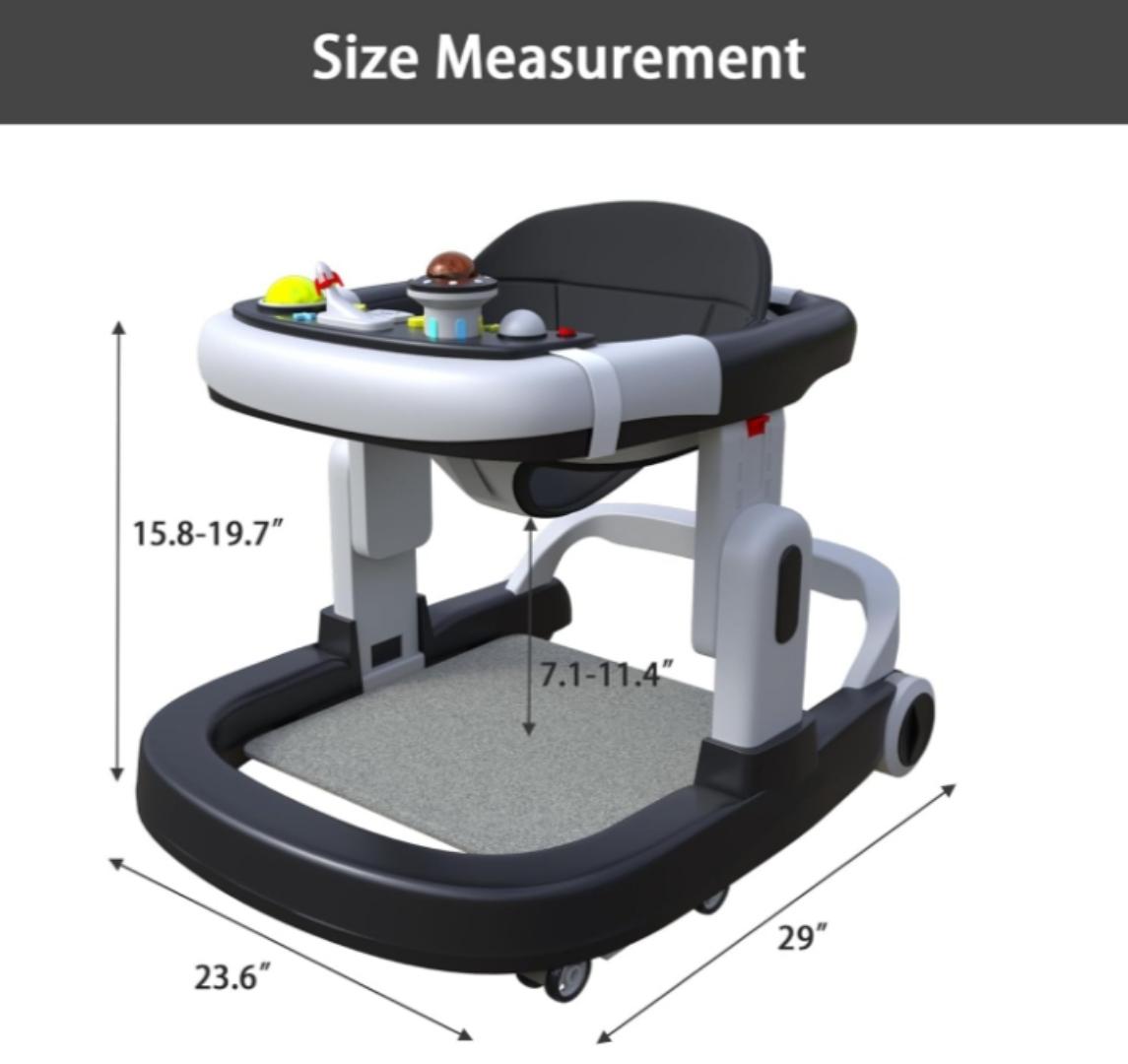 Premium 4-in-1 Baby Activity Walker with Wheels, Foldable Baby Push Walkers with Adjustable Height & Speed