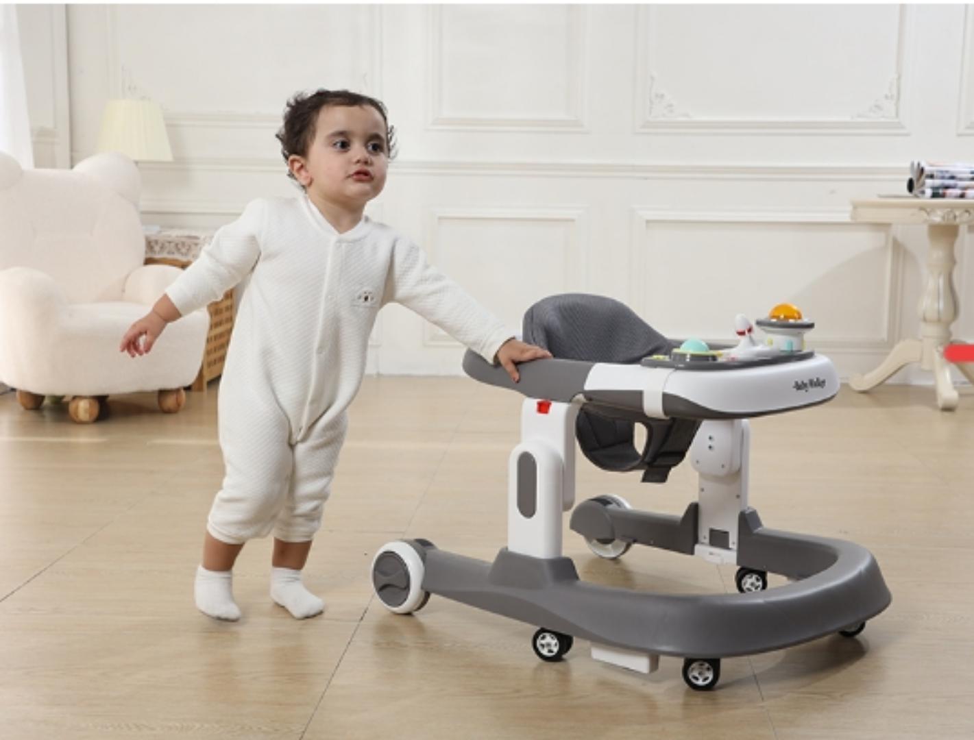 Premium 4-in-1 Baby Activity Walker with Wheels, Foldable Baby Push Walkers with Adjustable Height & Speed