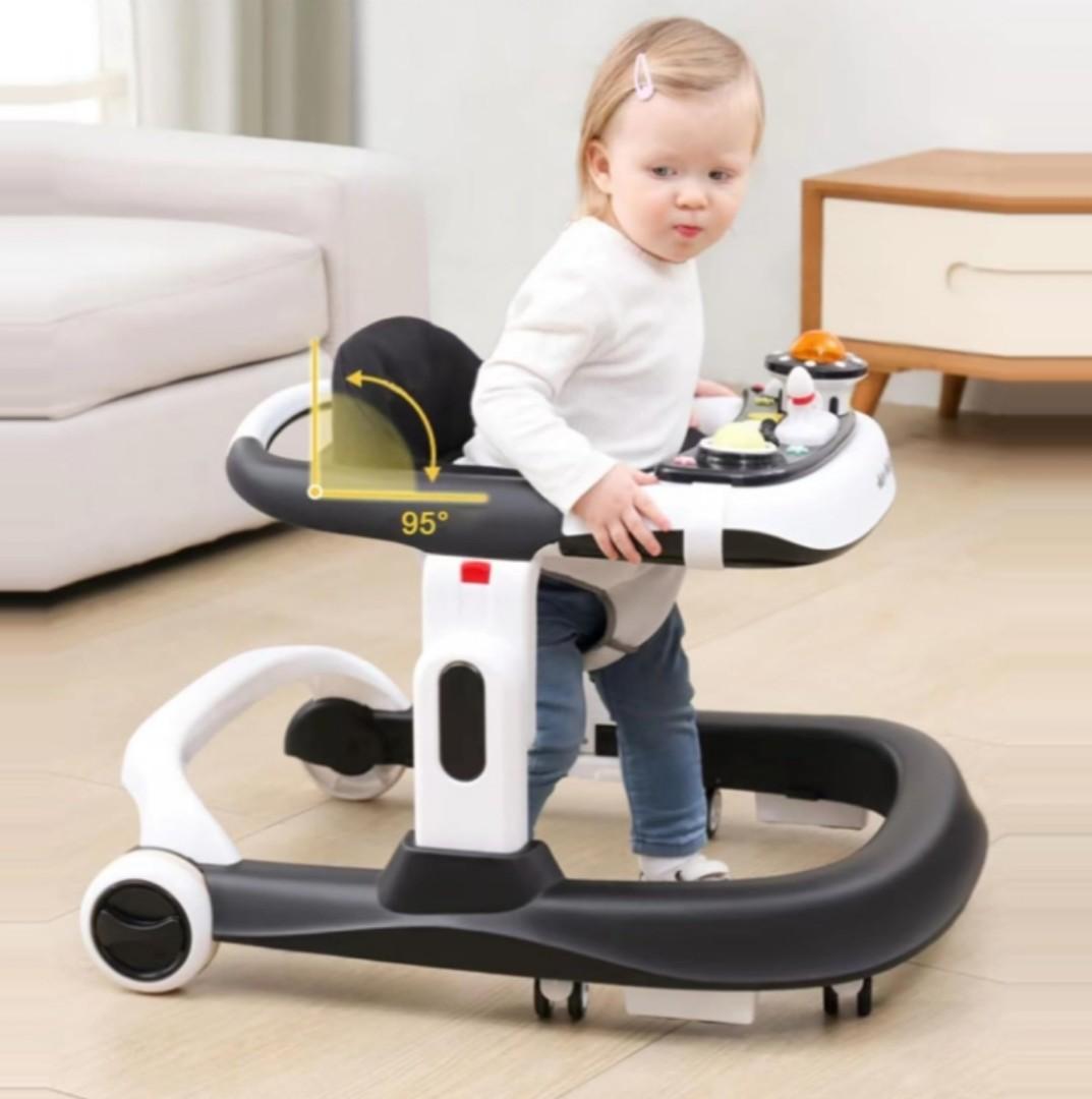 Premium 4-in-1 Baby Activity Walker with Wheels, Foldable Baby Push Walkers with Adjustable Height & Speed