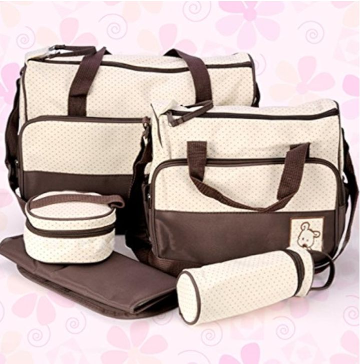 5pcs baby diaper changing multifunctional diaper messenger hospital maternity bag with changing pad set