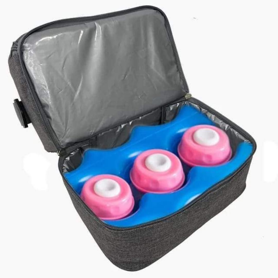 Breastmilk Cooler Bag with 2 Ice Pack No Bottles Cooler Bag for Baby Milk Bag with Cooler Double Deck Breast Milk Storage Bag for Breastfeeding Nursing Daycare Insulated Lunch Bag with Strap