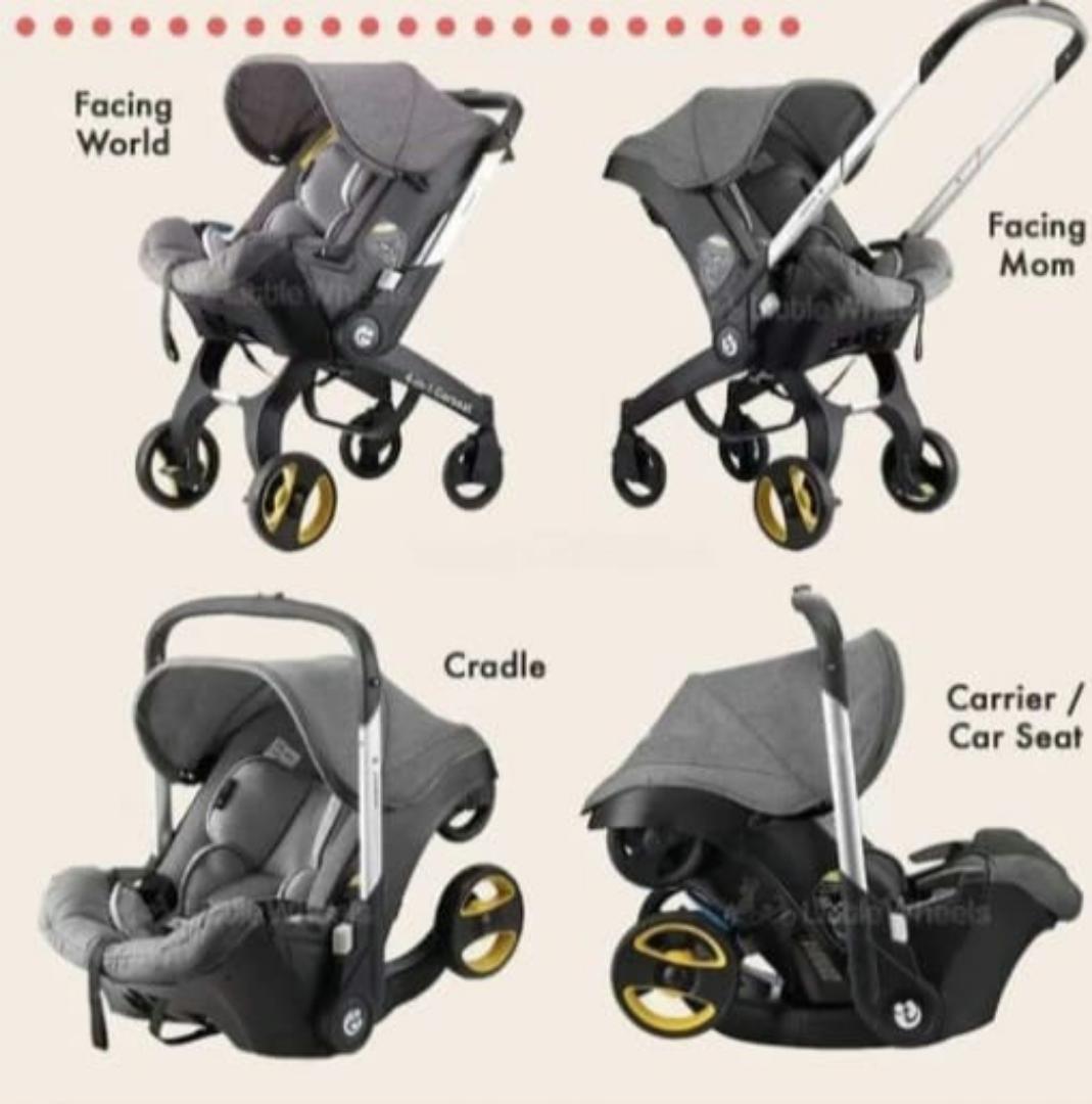 4 in 1 Baby Car Seat & Travel Stroller Nitro Black - Convertible 0+ Car Seat and Pram with 5 Point Safety Harness - Ergonomic Pushchair and Travel System