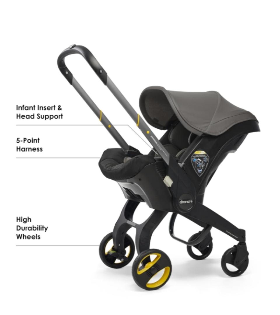 4 in 1 Baby Car Seat & Travel Stroller Nitro Black - Convertible 0+ Car Seat and Pram with 5 Point Safety Harness - Ergonomic Pushchair and Travel System
