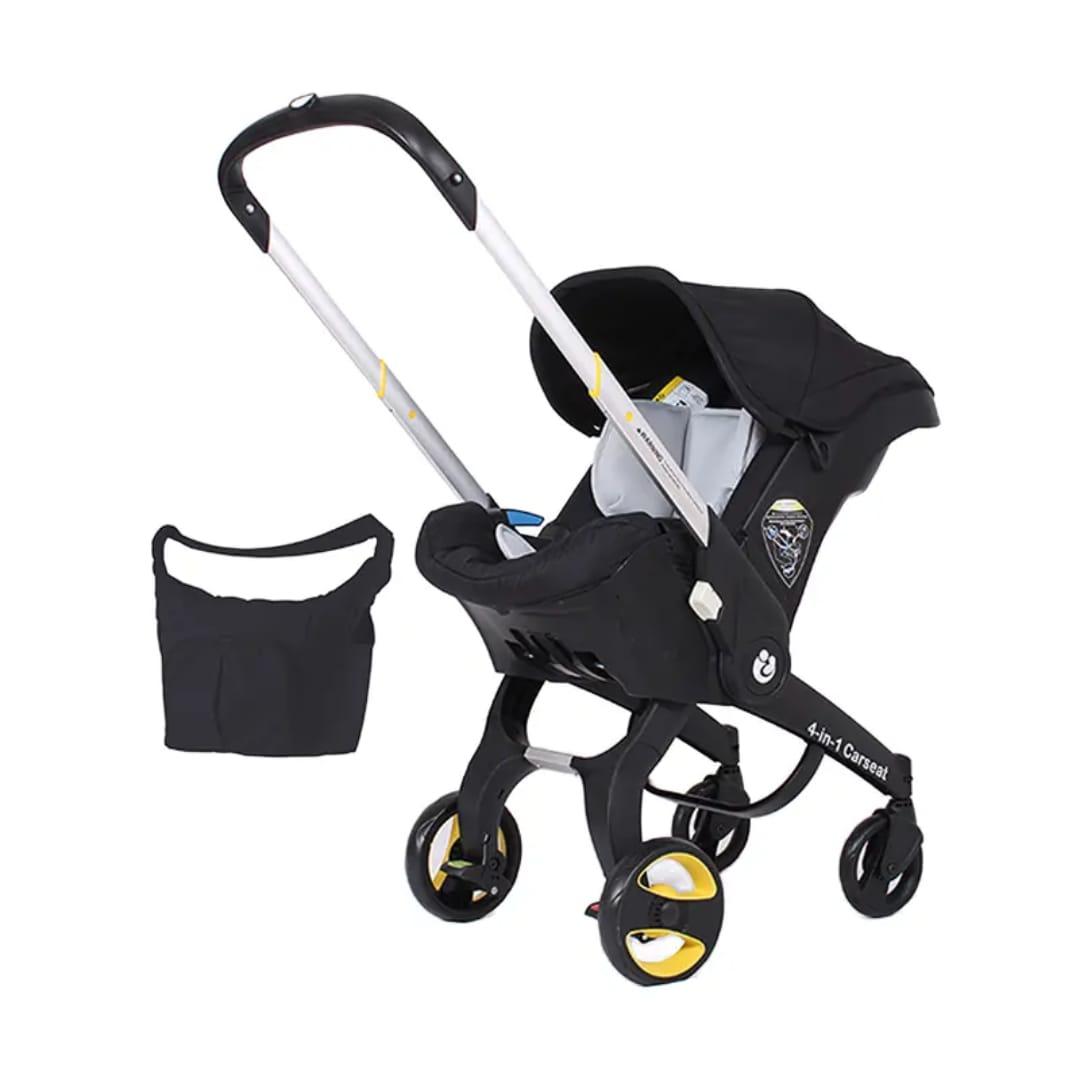 4 in 1 Baby Car Seat & Travel Stroller Nitro Black - Convertible 0+ Car Seat and Pram with 5 Point Safety Harness - Ergonomic Pushchair and Travel System